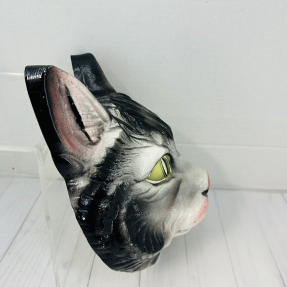 Vintage Black Halloween Scary Cat Mask Made In France Bayshore Collectors Piece - Picture 5 of 13